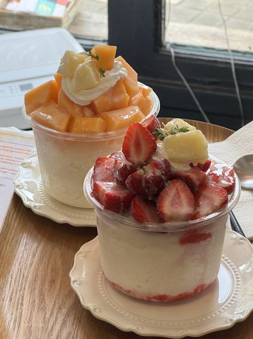 Bingsu à la fraise et au melon